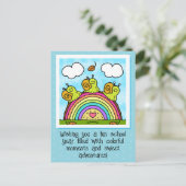 かわいいグリーンカタツムレインボログ新学期 ポストカード (スタンド正面)