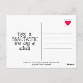 かわいいグリーンカタツムレインボログ新学期 ポストカード (裏面)