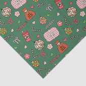 かわいいグリーンカラフルレトロクリスマス 薄葉紙 (詳細)