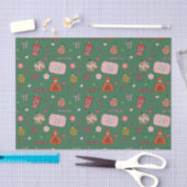 かわいいグリーンカラフルレトロクリスマス 薄葉紙 (クラフト)