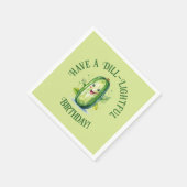 かわいいグリーンカートゥーンピックル誕生日 スタンダードカクテルナプキン (角)