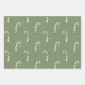 かわいいグリーンキャンディーキャンセスクリスマスホリデー ラッピングペーパーシート (正面3)