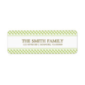 かわいいグリーンギンガムパターン ラベル (正面)