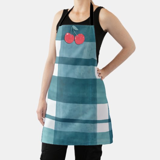 かわいいグリーンギンガム エプロン (インサイチュ)