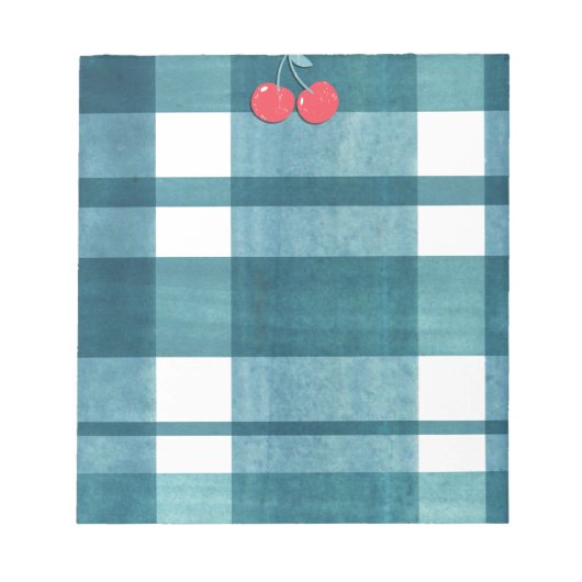 かわいいグリーンギンガム ノートパッド (正面)