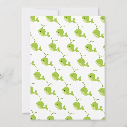 かわいいグリーンクジラタイポグラフィ男の赤ちゃんシャワー 招待状 (裏面)
