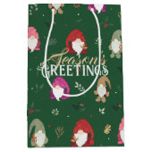 かわいいグリーンクリスマスカラフル格言 ミディアムペーパーバッグ (正面)