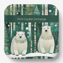 かわいいグリーンクリスマスクッキーの交換 ペーパープレート