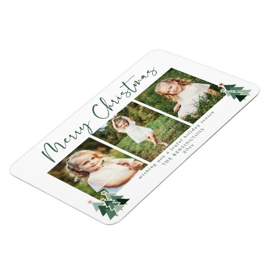 かわいいグリーンクリスマスツリーズ休日3写真 マグネット (左側)