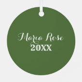 かわいいグリーンクリスマスプレイドホリデーフォトオーナメント メタルオーナメント (裏面)