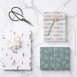 かわいいグリーンクリスマスラッピング紙 ラッピングペーパーシート