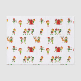 かわいいグリーンクリスマス小人とプレゼント 薄葉紙