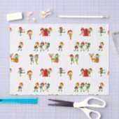 かわいいグリーンクリスマス小人とプレゼント 薄葉紙 (クラフト)