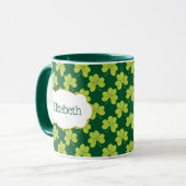 かわいいグリーンクローバーシャムロックパターン マグカップ (正面左)