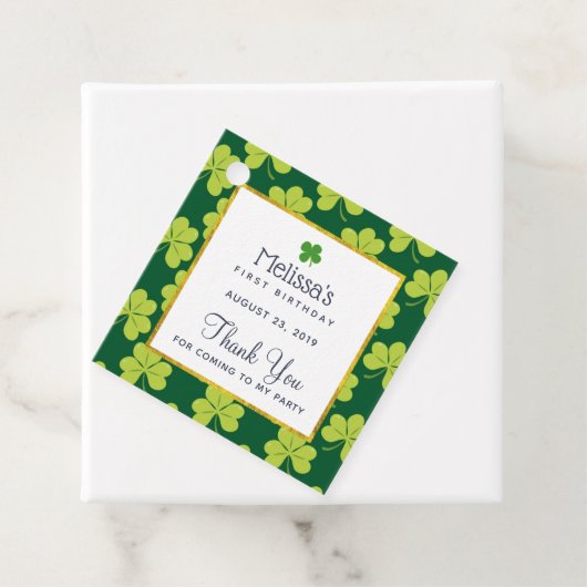 かわいいグリーンクローバーパターン誕生日ありがとう フェイバータグ (インサイチュ)