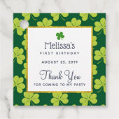 かわいいグリーンクローバーパターン誕生日ありがとう フェイバータグ (正面)