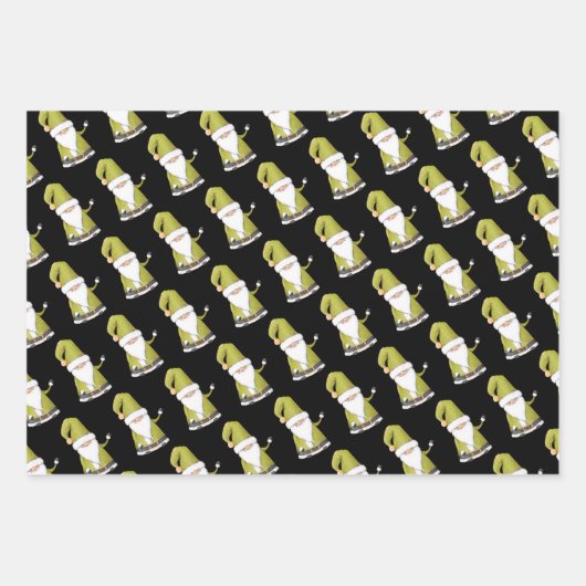 かわいいグリーンサンタ格言、オーナメント&クリスマスプレゼント ラッピングペーパーシート (正面)