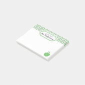 かわいいグリーンシェブロンアップルモノグラムの先生ノート ポストイット (アングル)