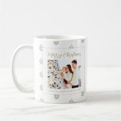 かわいいグリーンジンガムの格子状のカスタム写真クリスマス コーヒーマグカップ (左)