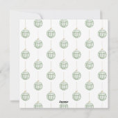 かわいいグリーンジンガムの格子状のカスタム写真クリスマス シーズンカード (裏面)