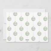 かわいいグリーンジンガムの格子状のカスタム写真クリスマス シーズンカード (裏面)