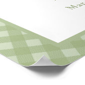 かわいいグリーンジンガム甘いエンドウ豆ベビーシャワーウェルカム ポスター (角)