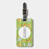 かわいいグリーンストライプサファリジャングル動物 ラゲッジタグ (正面縦)