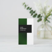 かわいいグリーンストライプリネンクリーンビジネスカード 名刺 (スタンド正面)
