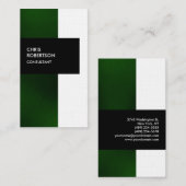 かわいいグリーンストライプリネンクリーンビジネスカード 名刺 (正面/裏面)