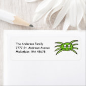 かわいいグリーンスパイダー差出人住所ラベル ラベル (インサイチュ)