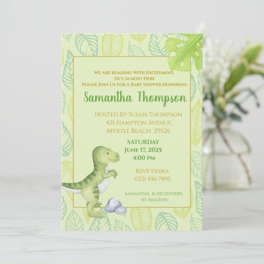 かわいいグリーンダウスボーイ赤ちゃんシャワー招待状 招待状 (スタンド正面)