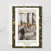 かわいいグリーンチェックのポートレート写真クリスマスホリデー シーズンカード (正面)