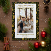 かわいいグリーンチェックのポートレート写真クリスマスホリデー シーズンカード