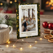 かわいいグリーンチェックのポートレート写真クリスマスホリデー シーズンカード