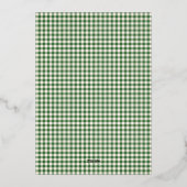 かわいいグリーンチェックの肖像写真クリスマスゴールド 箔シーズンカード (裏面)