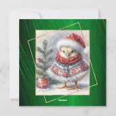 かわいいグリーンチキンポンチョフラットクリスマス シーズンカード (裏面)