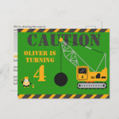 かわいいグリーンチルドレンの建築パーティー インビテーションポストカード (正面/裏面)