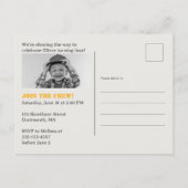 かわいいグリーンチルドレンの建築パーティー インビテーションポストカード (裏面)