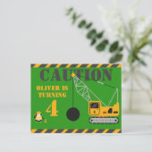 かわいいグリーンチルドレンの建築パーティー インビテーションポストカード (スタンド正面)