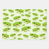 かわいいグリーンツリーカエルのパターン ラッピングペーパーシート (正面3)