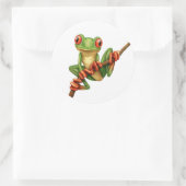 かわいいグリーンツリーカエルの枝に乗る白 ラウンドシール (バッグ)