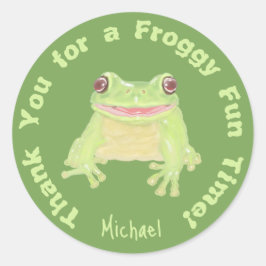 かわいいグリーンツリーカエル – 子供の誕生日ありがとう。 ラウンドシール