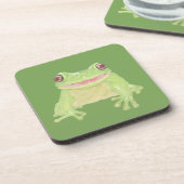 かわいいグリーンツリーカエル – 透明。 コースター (左側)