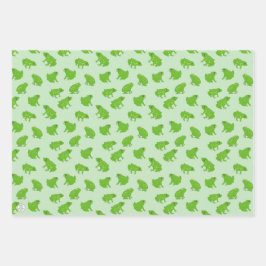 かわいいグリーンツリーフロッグズハンドドロードドードルアート ラッピングペーパーシート