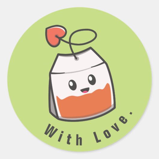 かわいいグリーンティーバッグ ラウンドシール (正面)