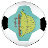 かわいいグリーンディメトロドン漫画イラストレーション サッカーボール (回転)