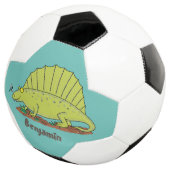 かわいいグリーンディメトロドン漫画イラストレーション サッカーボール (3/4)