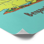 かわいいグリーンディメトロドン漫画イラストレーション ポスター (角)