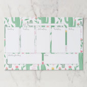 かわいいグリーンデザートサボテンのパターン週間 ペーパーパッド (正面)