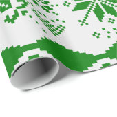 かわいいグリーントナカイと雪片 ラッピングペーパー (ロールコーナー)